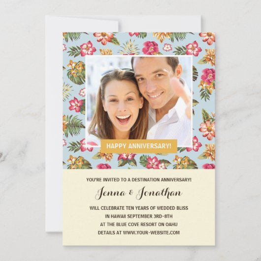 Invitation Fête d'anniversaire de mariage Photo Tropical Luau (Devant)