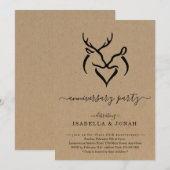 Invitation Fête d'anniversaire de mariage Rustique Buck & Doe (Devant / Derrière)
