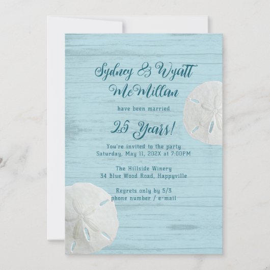 Invitation Fête d'anniversaire de mariage Sand Dollars (Devant)