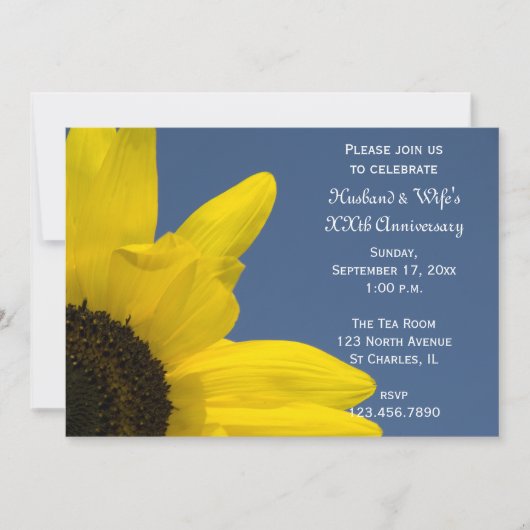 Invitation Fête d'anniversaire de mariage Tournesol et Ciel (Devant)