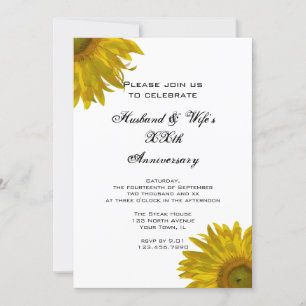 Invitation Fête d'anniversaire de mariage Tournesol jaune