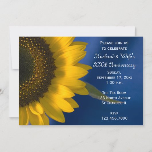 Invitation Fête d'anniversaire de mariage Tournesol sur fond  (Devant)
