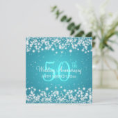 Invitation Fête d'anniversaire de mariage Winter Sparkle Bleu (Debout devant)