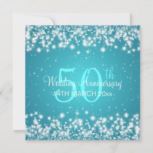 Invitation Fête d'anniversaire de mariage Winter Sparkle Bleu (Devant)