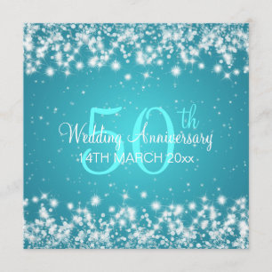 Invitation Fête d'anniversaire de mariage Winter Sparkle Bleu