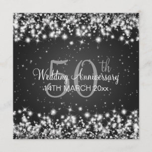 Invitation Fête d'anniversaire de mariage Winter Sparkle Noir