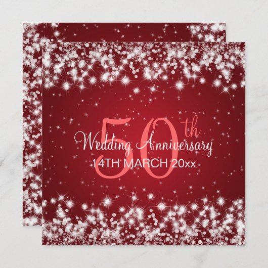 Invitation Fête d'anniversaire de mariage Winter Sparkle Roug (Devant / Derrière)