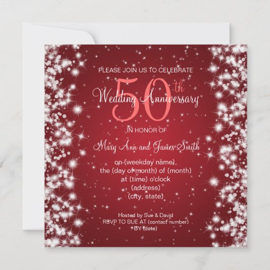 Invitation Fête d'anniversaire de mariage Winter Sparkle Roug (Dos)