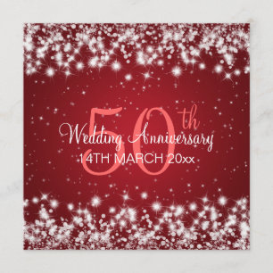Invitation Fête d'anniversaire de mariage Winter Sparkle Roug