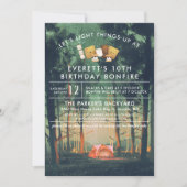 Invitation Fête d'anniversaire de marshmallows au feu de camp (Devant)