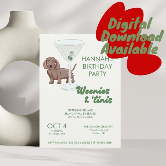 Invitation Fête d'anniversaire de Martini et Weenie