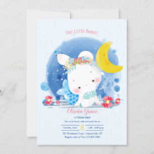 Invitation Fête d'anniversaire de Mermaid Bunny