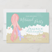 Invitation Fête d'anniversaire de Mermaid Ocean Beach (Devant)