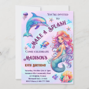 Invitation Fête D'Anniversaire De Mermaid Pastel