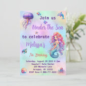 Invitation Fête d'anniversaire de Mermaid Under the Sea Paste (Debout devant)