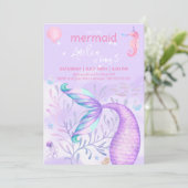 Invitation Fête d'anniversaire de Mermaid Watercolor (Debout devant)