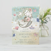 Invitation Fête d'anniversaire de Mermaid Watercolor (Debout devant)