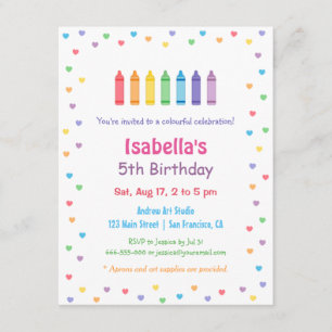 Invitation Fête d'anniversaire de métiers d'arts de crayons