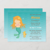 Invitation Fête D'Anniversaire De Mignonnes Sirènes Et Cheval (Devant / Derrière)