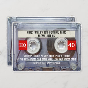 Invitation fête d'anniversaire de Mixtape de la cassette 80s