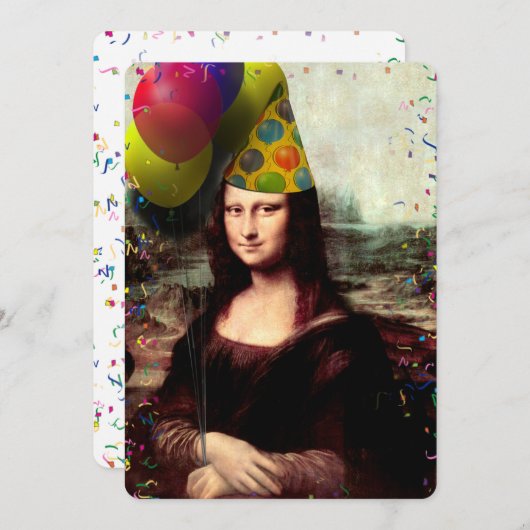 Invitation Fête d'anniversaire de Mona Lisa (Devant / Derrière)