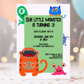 Invitation Fête d'anniversaire de Monster Bash Cute Kid