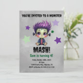 Invitation Fête d'anniversaire de Monster Mash de cheveux cou (Debout devant)