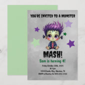 Invitation Fête d'anniversaire de Monster Mash de cheveux cou (Devant / Derrière)