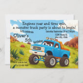 Invitation Fête d'anniversaire de Monster Truck (Devant)