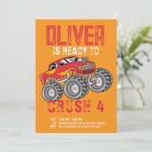 Invitation Fête d'anniversaire de Monster Truck (Debout devant)