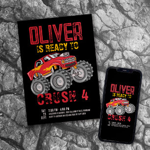 Invitation Fête d'anniversaire de Monster Truck
