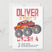 Invitation Fête d'anniversaire de Monster Truck (Devant)