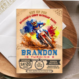 Invitation Fête d'anniversaire de moto cross Motocross à l'