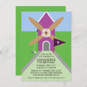 Invitation Fête d'anniversaire de moulin à vent de golf (Devant / Derrière)