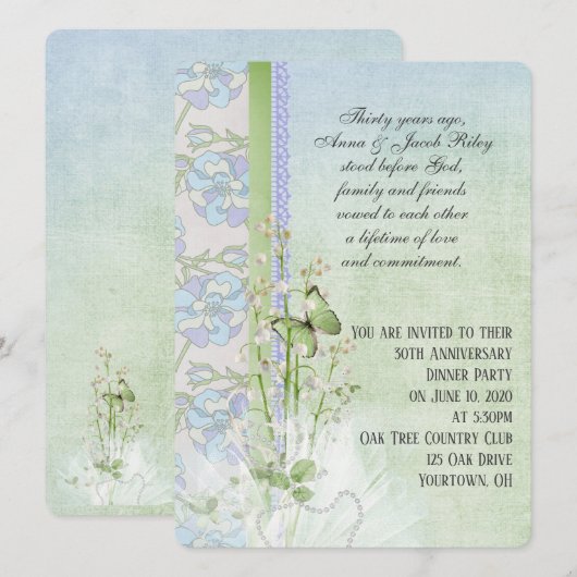 Invitation fête d'anniversaire de muguet (Devant / Derrière)