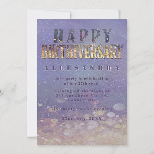 Invitation Fête d'anniversaire de naissance Événement unique (Devant)