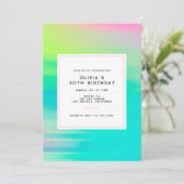 Invitation Fête d'Anniversaire de Neon moderne brillant color (Debout devant)