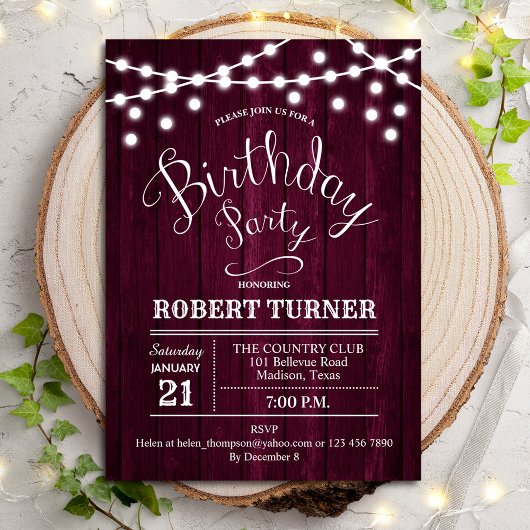 Invitation Fête d'anniversaire de n'importe quel âge - Russe