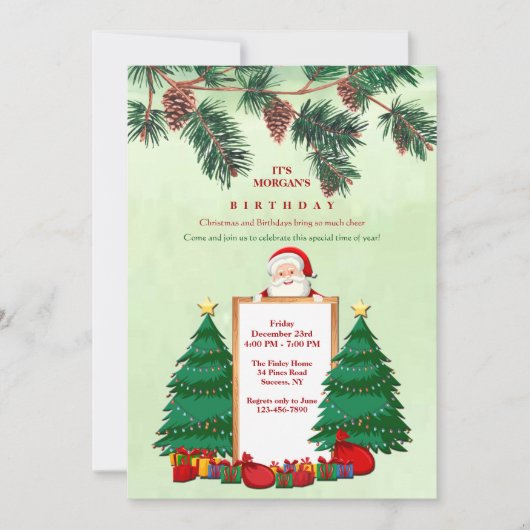 Invitation Fête d'anniversaire de Noël (Devant)