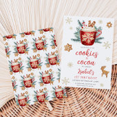 Invitation Fête d'anniversaire de Noël avec biscuits et cacao
