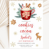 Invitation Fête d'anniversaire de Noël avec biscuits et cacao