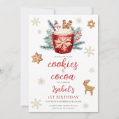 Invitation Fête d'anniversaire de Noël avec biscuits et cacao (Devant)