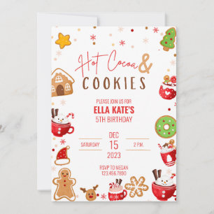 Invitation Fête d'anniversaire de Noël avec Cocoa et Cookie