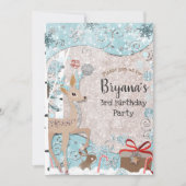 Invitation Fête d'anniversaire de Noël de cerf de merveille d (Devant)