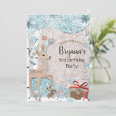 Invitation Fête d'anniversaire de Noël de cerf de merveille d (Debout devant)