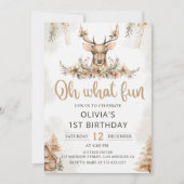 Invitation Fête d'anniversaire de Noël de rennes d'hiver Flor (Devant)