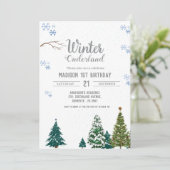 Invitation Fête d'anniversaire de Noël d'hiver dans le Nord (Debout devant)