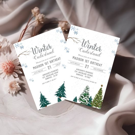 Invitation Fête d'anniversaire de Noël d'hiver dans le Nord