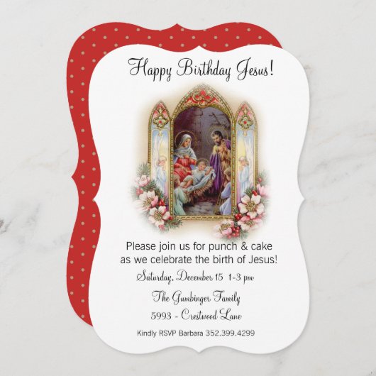 Invitation Fête d'anniversaire de Noël pour Jésus (Devant / Derrière)