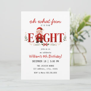 Invitation Fête d'anniversaire de Noël pour les huit ans de S